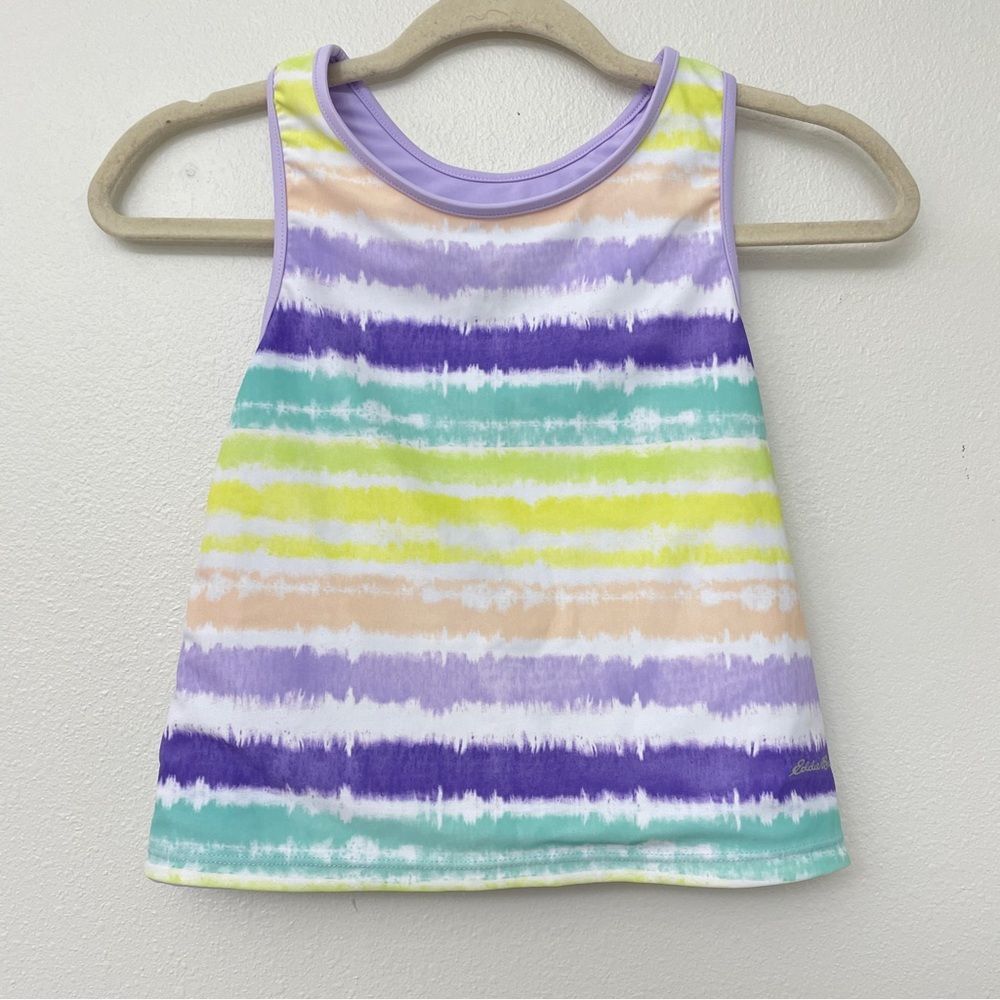 Eddie Bauer Purple and Yellow Tank Top Vibrant Stripes